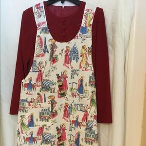 Crisscrossed apron. “Ladies in Paris “